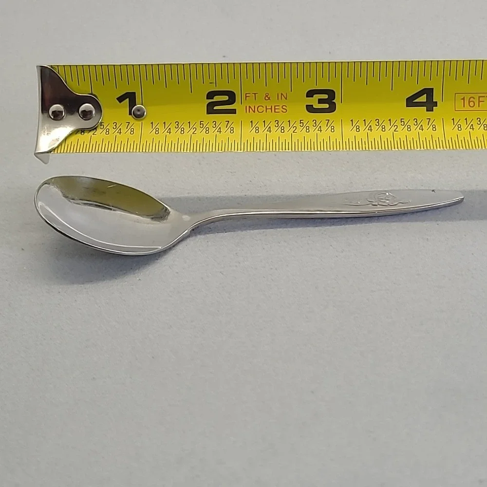 Vintage The First Years Spoon Baby Silver Deluxe Stainless Rose Flower Taiwan